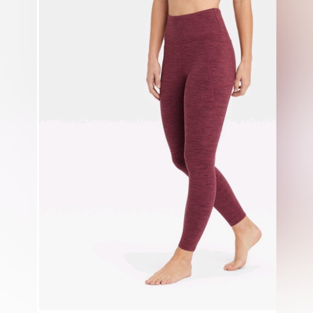 Women's High-Rise Cozy Spacedye 7/8 Leggings -JoyLab™ Maroon multiple sizes